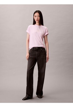 Camiseta Rosada Boxy Cocktail Logo Calvin Klein