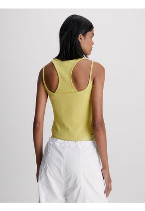 Camiseta De Tirantes Acanalada De Dos Capas Mujer Amarillo Calvin Klein