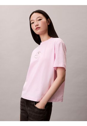 Camiseta Rosada Boxy Cocktail Logo Calvin Klein