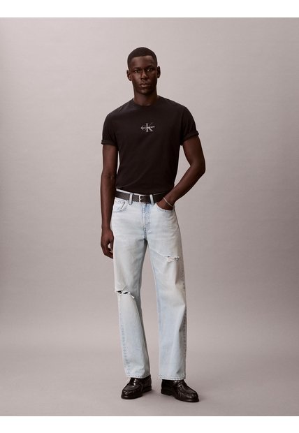Camiseta Negra Con Gráfico Estampado Micro Monologo Calvin Klein