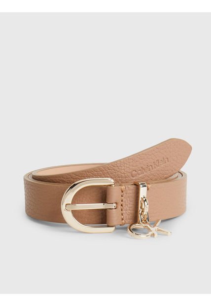 Cinturón Cuero Con Logo Mujer Chocolate Calvin Klein