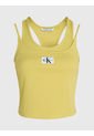 Camiseta De Tirantes Acanalada De Dos Capas Mujer Amarillo Calvin Klein de Calvin Klein