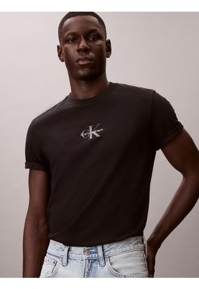 Camiseta Negra Con Gráfico Estampado Micro Monologo Calvin Klein