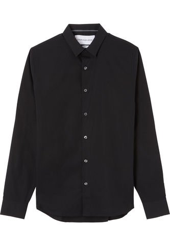 Camisa Negra Slim De Algodón Elástico Para Hombre Calvin Klein Calvin Klein