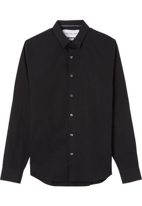 Camisa Negra Slim De Algodón Elástico Para Hombre Calvin Klein