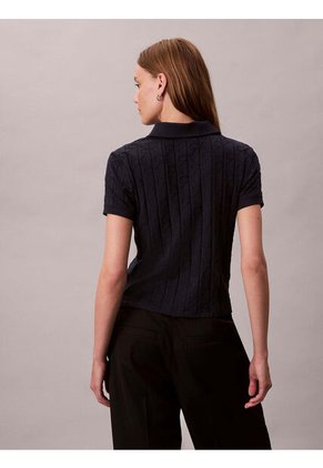Polo Azul De Jacquard De Logo Y Cierre De Botones Calvin Klein