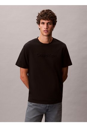 Camiseta Negra Con Logo En Relieve Calvin Klein