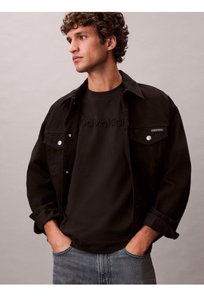 Camiseta Negra Con Logo En Relieve Calvin Klein
