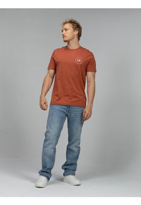 Camiseta Naranja Con Gráfico De Logo Circular Calvin Klein