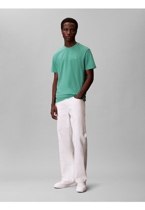 Camiseta Verde Con Micro Monograma Bordado Calvin Klein