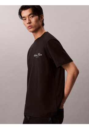 Camiseta Negra Con Logo Gráfico Calvin Klein