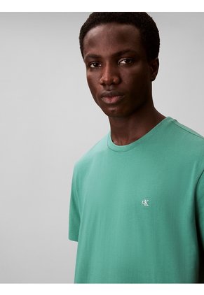 Camiseta Verde Con Micro Monograma Bordado Calvin Klein