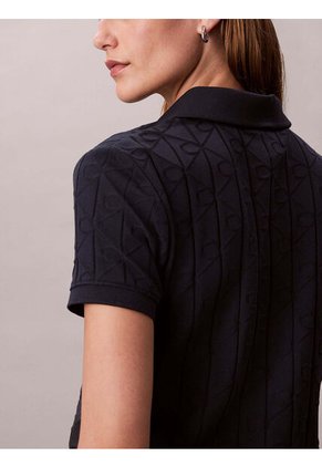Polo Azul De Jacquard De Logo Y Cierre De Botones Calvin Klein