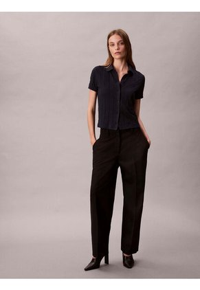 Polo Azul De Jacquard De Logo Y Cierre De Botones Calvin Klein