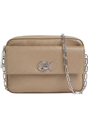 Bolso Beige Cruzado Con Monograma Calvin Klein