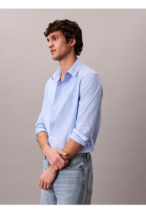 Camisa Azul Clásica Stretch De Manga Larga Calvin Klein