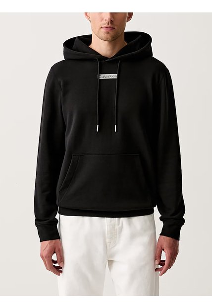 Buzo Negro Con Capota De Felpa Calvin Klein