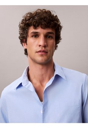 Camisa Azul Clásica Stretch De Manga Larga Calvin Klein