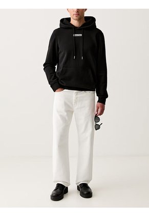 Buzo Negro Con Capota De Felpa Calvin Klein