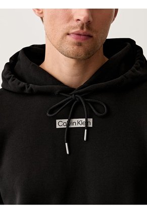 Buzo Negro Con Capota De Felpa Calvin Klein