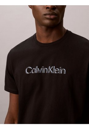 Camiseta Negra Con Logo Gráfico Calvin Klein