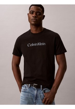Camiseta Negra Con Logo Gráfico Calvin Klein