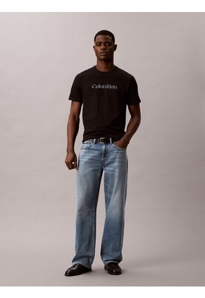 Camiseta Negra Con Logo Gráfico Calvin Klein