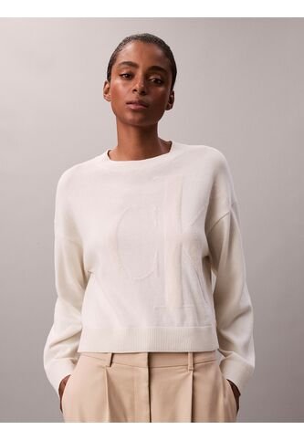 Saco Blanco Tejido De Tejido Suave Con Logo Estampado Calvin Klein Calvin Klein