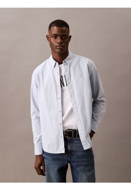 Camisa Azul Oxford Clásica De Manga Larga Calvin Klein