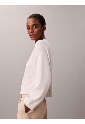 Saco Blanco Tejido De Tejido Suave Con Logo Estampado Calvin Klein