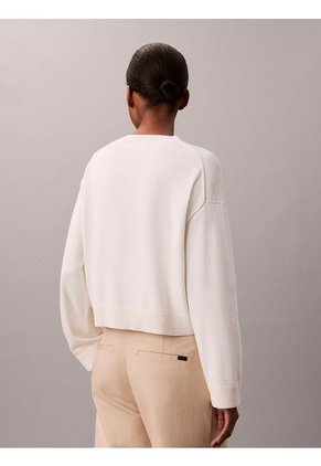 Saco Blanco Tejido De Tejido Suave Con Logo Estampado Calvin Klein