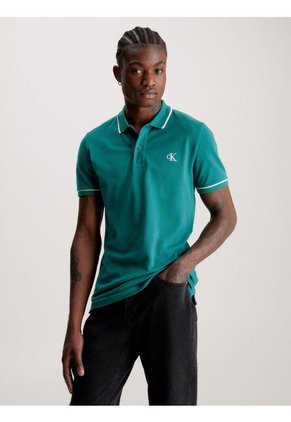 Polo Slim De Algodón Hombre Azul Calvin Klein