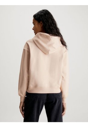 Buzo Beige Con Gorro De Algodón Insignia Para Mujer Calvin Klein