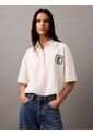 Polo Blanco De Punto De Algodón Con Logo Calvin Klein de Calvin Klein