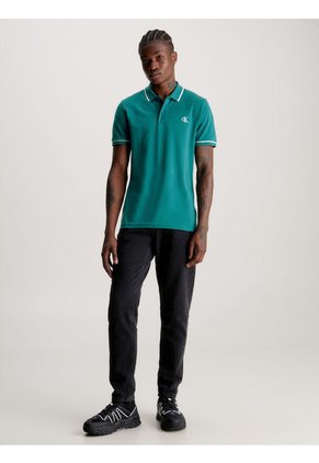Polo Slim De Algodón Hombre Azul Calvin Klein
