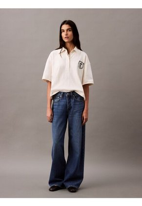 Polo Blanco De Punto De Algodón Con Logo Calvin Klein