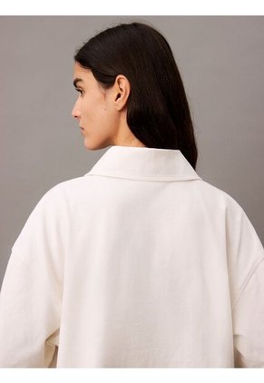 Polo Blanco De Punto De Algodón Con Logo Calvin Klein