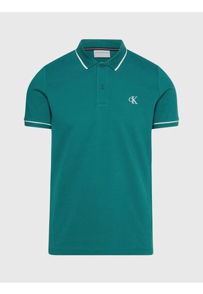 Polo Slim De Algodón Hombre Azul Calvin Klein