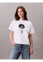Camiseta Blanca Boxy Con Gráfico Floral Calvin Klein de Calvin Klein