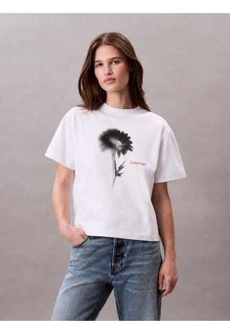 Camiseta Blanca Boxy Con Gráfico Floral Calvin Klein Calvin Klein