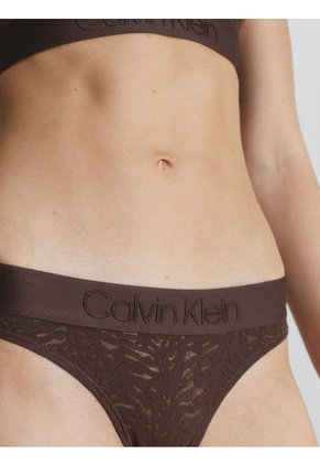 Pantie Marrón Tipo Tanga Con Encaje Tonal - Intrinsic Calvin Klein