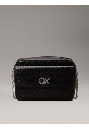 Bolso Negro Cruzado Con Monograma Calvin Klein