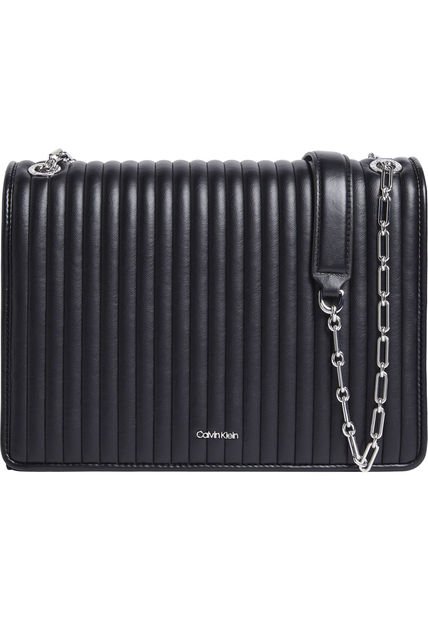 Bolso Negro Con Solapa Acolchado Calvin Klein
