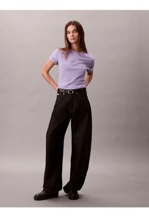 Camiseta Rosa Clásica Con Monograma Metalizado Calvin Klein