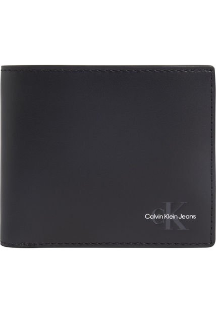 Billetera Negra Bifold Con Monograma Calvin Klein