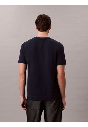 Camiseta Azul De Algodón Interlock Calvin Klein