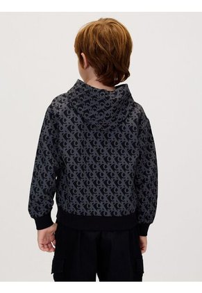 Buzo Negro Con Capota Y Estampado Integral De Monograma Calvin Klein