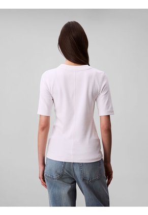 Camiseta Blanca De Algodón Con Logotipo Calvin Klein