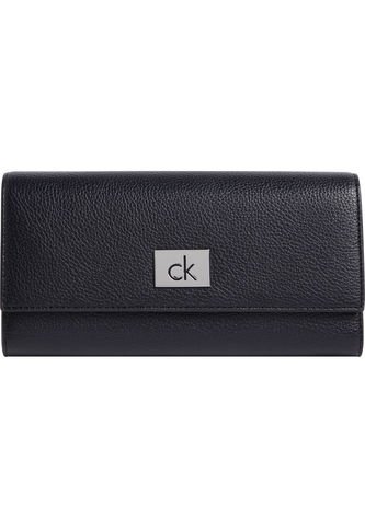 Billetera Negra Trifold Con Placa Metálica Calvin Klein Calvin Klein