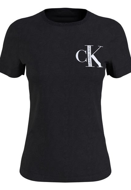 Camiseta Con Logo Negro Calvin Klein